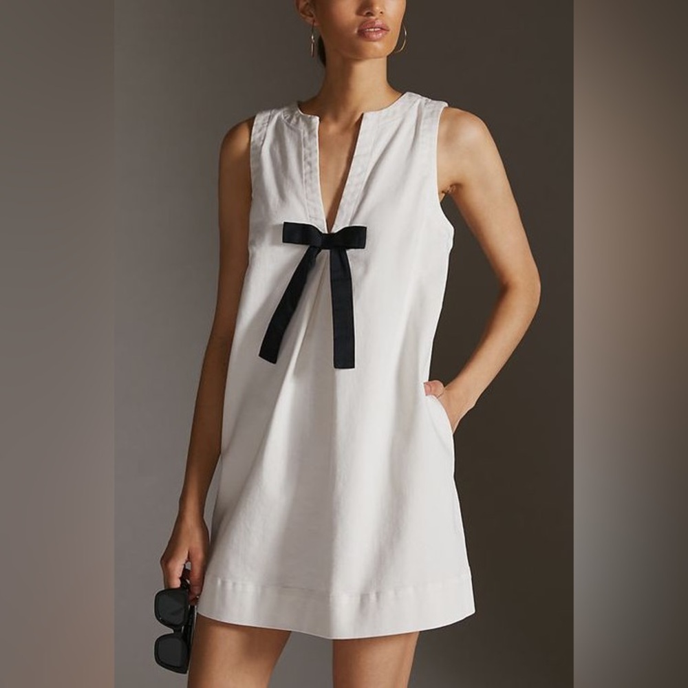 New!! Anthropologie Maeve White and Black Shift Mini Dress